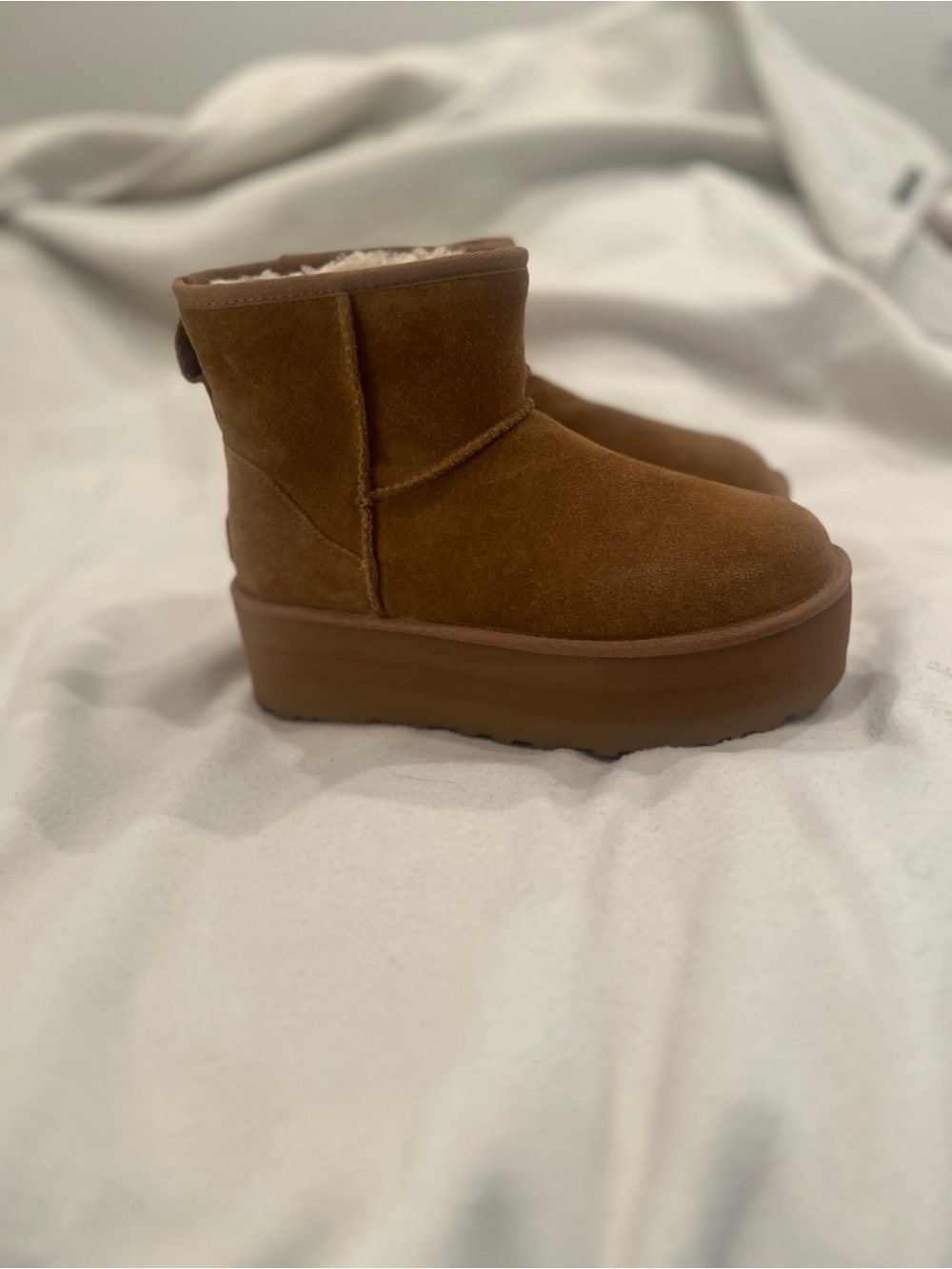 UGG Chestnut Brown Platform Shearling Ankle Boots